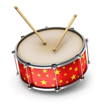 Red drum with drumsticks Illustrazione stock