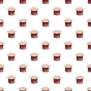 Red drum instrument seamless pattern with drumsticks Stock Illustration