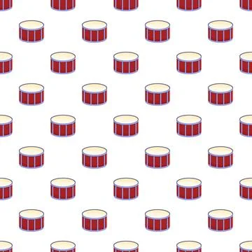 Red drum musical instrument repeating seamless pattern Stock Illustration