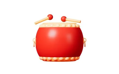 Red drums in the white background, Spring Festival theme scene, 3d rendering. Stock Illustration