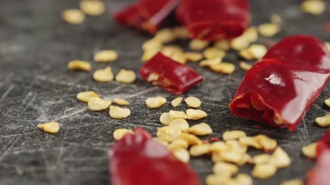 Red dry chili pepper texture background. Mexican Dry chili for make a cayenne or Stock Footage 237951800