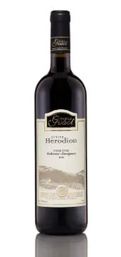 Red dry wine Herodion Cabarnet Sauvignon 2010 Stock Photos