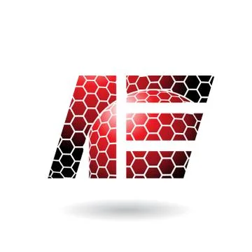 Red Dual Letters of A and E with Honeycomb Pattern Vector Illustration Stock Illustration