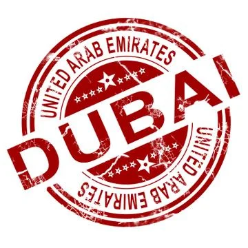 Red Dubai stamp Stock-Illustration