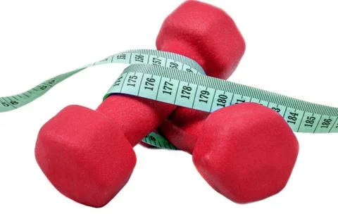 Red dumbbels Stock Photos