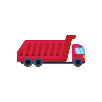 Red dump truck transporting cargo side view illustration Stock Illustration