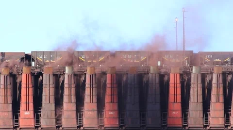 Red dust around ore dock Stock Footage 40644790