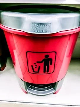 Red dustbin Stock Photos