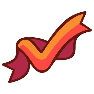 Red dynamic ribbon check mark award icon Stock Illustration