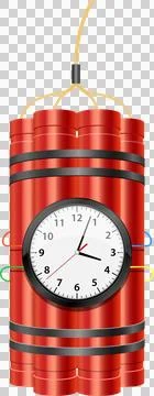 A red dynamite bundle with a clock attached, fuse at the top, signifying a .. Stock Illustration