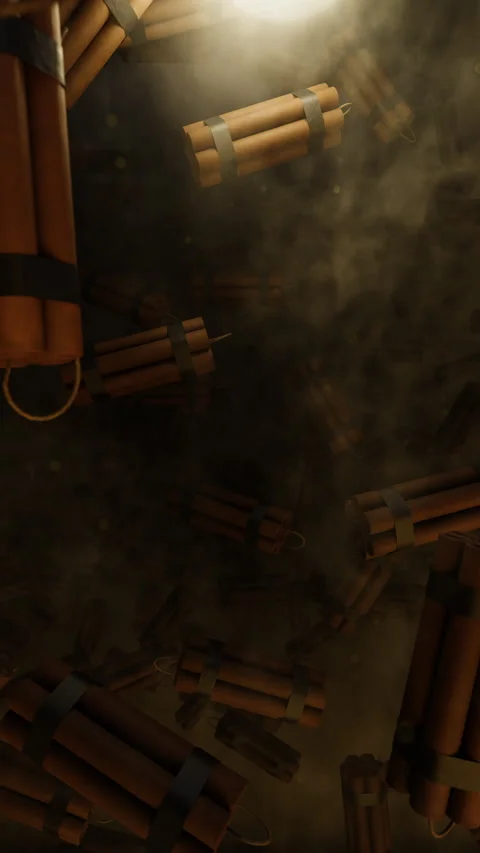 Red Dynamite Cluster Of Bombs 02 4K Stock Footage 306266455