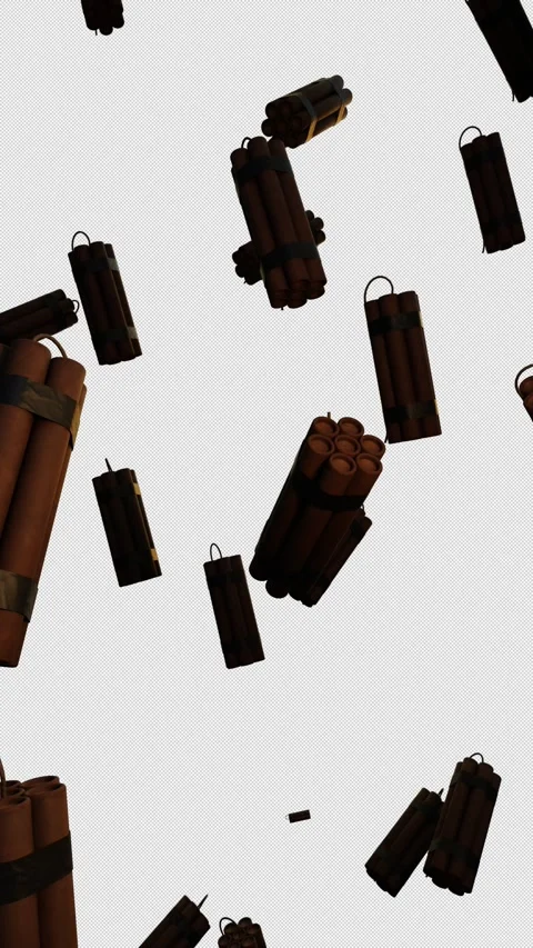 Red Dynamite Cluster Of Bombs Alpha 02 4K Stock Footage 306266587