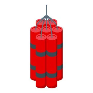 Red dynamite icon isometric vector. Explosive element イラスト素材