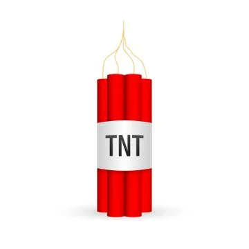 Red dynamite pack with electric time bomb, TNT. Vector stock illustration. イラスト素材