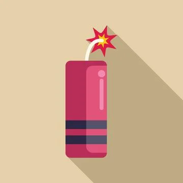 Red dynamite stick with burning fuse explosives concept Stock Illustration