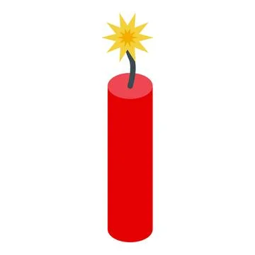 Red dynamite stick with burning wick is waiting to explode Stock Illustration