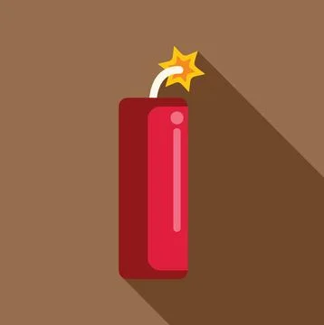Red dynamite stick with burning wick icon Illustrazione stock