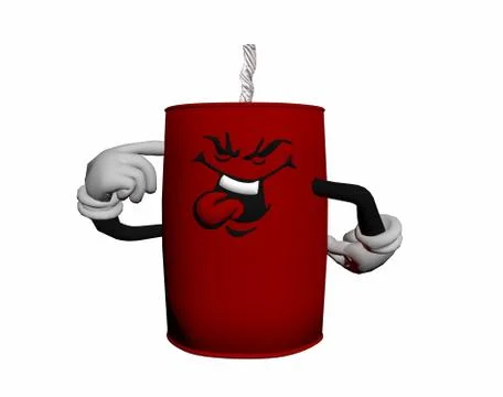 Red dynamite stick with fuse ignites itself Illustrazione stock