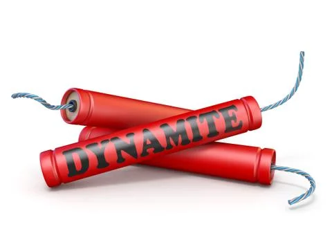 Red dynamite sticks 3D rendering illustration on white background Stock Illustration