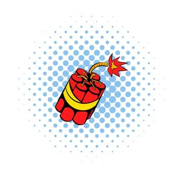 Red dynamite sticks icon, comics style 스톡 일러스트