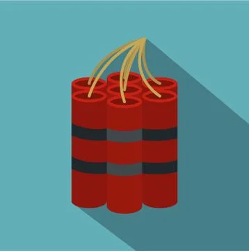 Red dynamite sticks icon, flat style Stock Illustration
