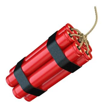 Red dynamite sticks TNT with wick 3D Stock Illustration