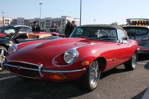 Red E-Type Jaguar Stock Photos