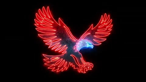 Red Eagle Animated Neon Logo - Loop - Overlay Graphic Element Stock Footage 282448279