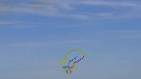 The Red Eagles Aerobatic Team performs at the Changchun Airshow in China Stock Footage 332609715
