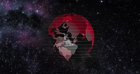 Red Earth Concept of Global Warming. Big data 3d Earth. Binary code surrounding Stock Footage 152895955