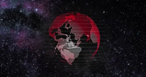 Red Earth Concept of Global Warming. Big data 3d Earth. Binary code surrounding Stock Footage 152897694