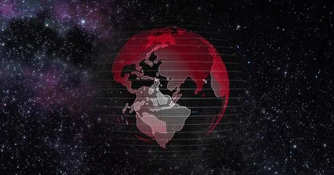 Red Earth Concept of Global Warming. Big data 3d Earth. Binary code surrounding Stockillustratie