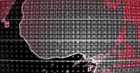Red Earth Concept of Global Warming. Big data 3d Earth. Binary code surrounding Stockillustratie