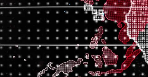 Red Earth Concept of Global Warming. Big data 3d Earth. Binary code surrounding Illustrazione stock