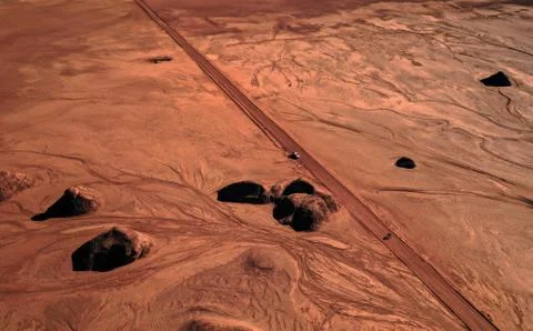 Red earth desert equal to Mars Stock Photos