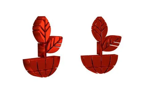 Red Earth globe and plant icon isolated on transparent background. World or.. Stock Illustration