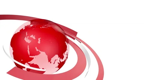 Red earth globe with rotating ribbons looping animation Stock Footage 61688760