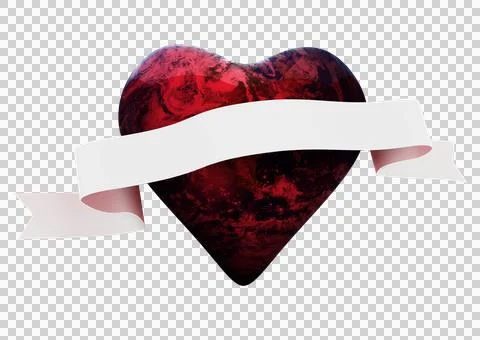 Red earth heart with scroll Illustrazione stock
