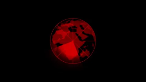 Red earth radar scanning with a black background, a dynamic digital interfa.. Stock Footage 336803694