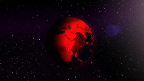 Red earth spinning slow with reflection Stock Footage 102874353