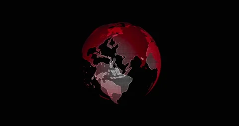 Red Earth View From Outer Space. Big data 3d Earth. Binary code surrounding Stock Footage 152892484