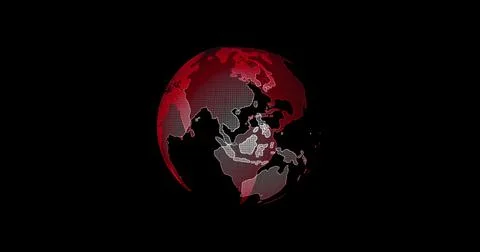 Red Earth View From Outer Space. Big data 3d Earth. Binary code surrounding Stock Illustration