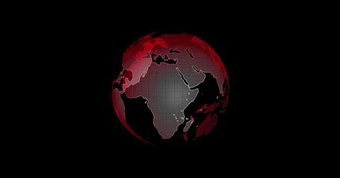 Red Earth View From Outer Space. Big data 3d Earth. Binary code surrounding Stock Illustration