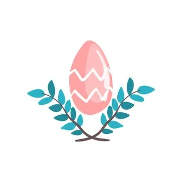 Red Easter Egg and Spring Twigs Vector Illustration Stock Illustration