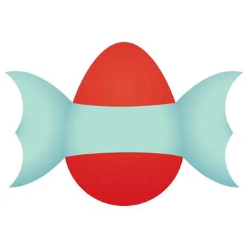Red Easter egg with blue ribbon Stock-Illustration