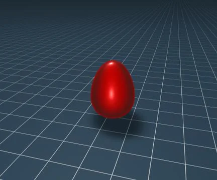 Red easter egg on blue squared background - 3d illustration Illustrazione stock