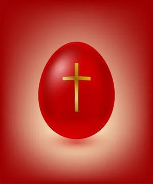 Red Easter Egg with Golden Cross Stock Illustration
