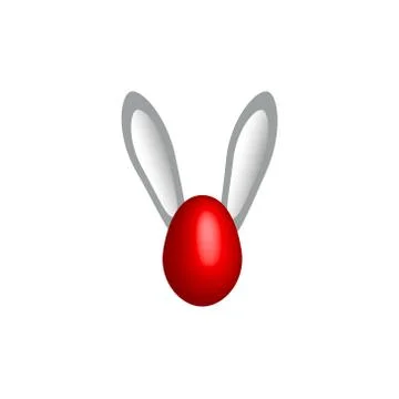 Red Easter egg with gray bunny ears. 스톡 일러스트