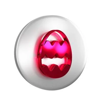 Red Easter egg icon isolated on transparent background. Happy Easter. Silve.. Stock Illustration