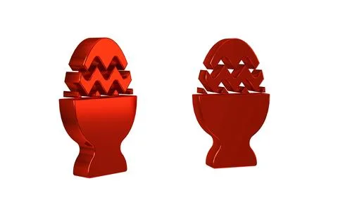 Red Easter egg on a stand icon isolated on transparent background. Happy Ea.. Illustrazione stock